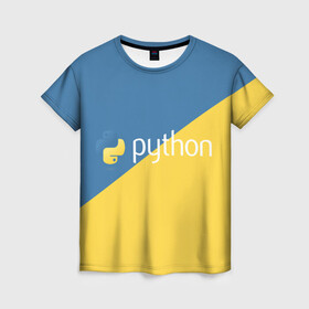 Женская футболка 3D с принтом Python в Екатеринбурге, 100% полиэфир ( синтетическое хлопкоподобное полотно) | прямой крой, круглый вырез горловины, длина до линии бедер | python | змея | код | кодеры | пайтон | питон | питонист | программист | программисты | программный код | фреймворк | язык программирования | яп