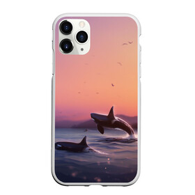 Чехол для iPhone 11 Pro матовый с принтом касатки в Екатеринбурге, Силикон |  | ocean | orca | sea | sea animal | дельфин | закат | касатка | кит | море | океан | рисунок кита