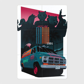 Магнитный плакат 2Х3 с принтом Hotline Florida 1991 в Екатеринбурге, Полимерный материал с магнитным слоем | 6 деталей размером 9*9 см | автомобиль | бирюзовый | горячая линия | градиенты | грузовик | зебра | маски | медведь. | ночь | пальмы | розовый | тигр | утки