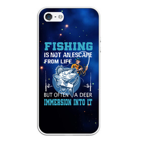 Чехол для iPhone 5/5S матовый с принтом FISHING PLANET Рыбалка в Екатеринбурге, Силикон | Область печати: задняя сторона чехла, без боковых панелей | fish | карп | лето | отдых | поклев | рыба | рыбалка | рыболов | спиннинг | удилище | удочка