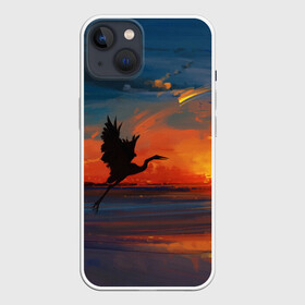 Чехол для iPhone 13 с принтом Прибрежный закат в Екатеринбурге,  |  | Тематика изображения на принте: журавль | закат | закат на пляже | море | пляж | прибрежный закат
