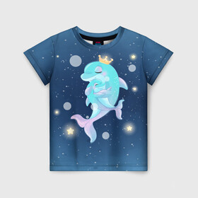 Детская футболка 3D с принтом Два дельфина в Екатеринбурге, 100% гипоаллергенный полиэфир | прямой крой, круглый вырез горловины, длина до линии бедер, чуть спущенное плечо, ткань немного тянется | cute | dolphin | два дельфина | дельфин | дельфинами | милый | мир | подводный