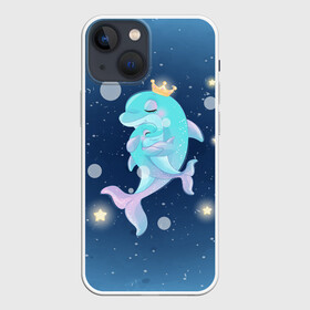 Чехол для iPhone 13 mini с принтом Два дельфина в Екатеринбурге,  |  | cute | dolphin | два дельфина | дельфин | дельфинами | милый | мир | подводный