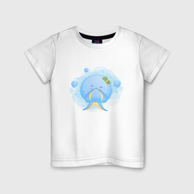 Детская футболка хлопок с принтом Милая осьминожка в Екатеринбурге, 100% хлопок | круглый вырез горловины, полуприлегающий силуэт, длина до линии бедер | cute | kraken | octopus | живность | жители | кракен | милый | мир | морские | осьминог | осьминожка | подводный | тентакли