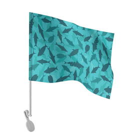 Флаг для автомобиля с принтом Морские жители в Екатеринбурге, 100% полиэстер | Размер: 30*21 см | fish | shark | акулы | жители | морские | паттерн | подводный мир | рыбы