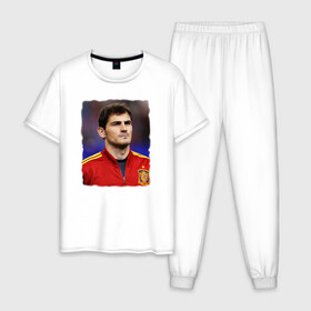 Мужская пижама хлопок с принтом Iker Casillas/Икер Касильяс  в Екатеринбурге, 100% хлопок | брюки и футболка прямого кроя, без карманов, на брюках мягкая резинка на поясе и по низу штанин
 | iker casillas | известные личности | икер касильяс | испания | мужчинам | сборная испании | спорт | спортсмены | футбол | футболист | хобби
