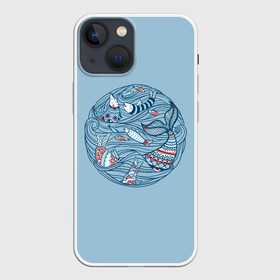 Чехол для iPhone 13 mini с принтом Sea Circle в Екатеринбурге,  |  | circle | fish | inhabitants | marine | ocean | sea | water | waves | вода | волны | жители | круг | море | морсие | морской | оитатели | океан | рыба