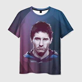 Мужская футболка 3D с принтом Барса в Екатеринбурге, 100% полиэфир | прямой крой, круглый вырез горловины, длина до линии бедер | арт | месси | мяч | спорт | футбол | футболист