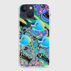 Чехол для iPhone 13 mini с принтом Life cycle в Екатеринбурге,  |  | acid | colors | fish | life | ocean | море | океан | рыба