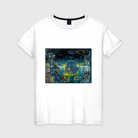 Женская футболка хлопок с принтом Fabulous water world в Екатеринбурге, 100% хлопок | прямой крой, круглый вырез горловины, длина до линии бедер, слегка спущенное плечо | colors | fish | life | ocean | sea | море | океан