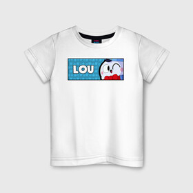 Детская футболка хлопок с принтом LOU (ПЛАШКА) в Екатеринбурге, 100% хлопок | круглый вырез горловины, полуприлегающий силуэт, длина до линии бедер | Тематика изображения на принте: android | brawl | brawl stars | clash | game | lou | stars | андроид | игра | мобильные игры