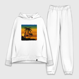 Женский костюм хлопок Oversize с принтом ЗАКАТ в Екатеринбурге,  |  | beach | ocean | palm trees | sea | summer | sun | sunset | vacation | закат | лето | море | океан | отдых | отпуск | пальмы | пляж | солнце