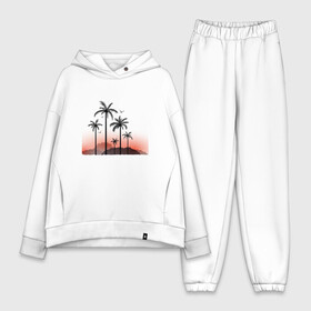 Женский костюм хлопок Oversize с принтом palm tree в Екатеринбурге,  |  | beach | ocean | palm trees | sea | summer | sun | sunset | vacation | закат | лето | море | океан | отдых | отпуск | пальмы | пляж | солнце