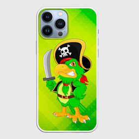 Чехол для iPhone 13 Pro Max с принтом Попугай пират в Екатеринбурге,  |  | капитан | пират | попугай | птица