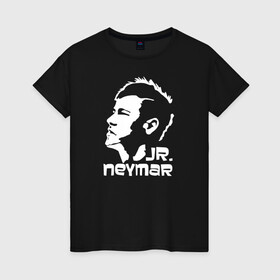 Женская футболка хлопок с принтом Jr.Neymar белый профиль в Екатеринбурге, 100% хлопок | прямой крой, круглый вырез горловины, длина до линии бедер, слегка спущенное плечо | brazil | champions | fifa | junior | neymar | neymar jr | paris saint germain | psg | uefa | бразилия | джуниор | младший | наймар | неймар | пари сен жермен | петух | псж | сборная бразилии | уефа | фифа | футбик | футбол 