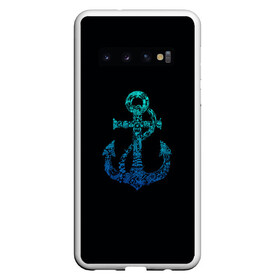 Чехол для Samsung Galaxy S10 с принтом Navy. Anchor в Екатеринбурге, Силикон | Область печати: задняя сторона чехла, без боковых панелей | Тематика изображения на принте: anchor | fish | gradient | marine | mermaid | navy | ocean | octopus | sailor | sea | shark | ship | skull | treasure | whale | акула | градиент | кит | корабль | море | морской | моряк | океан | осьминог | русалка | рыба | сокровище | 