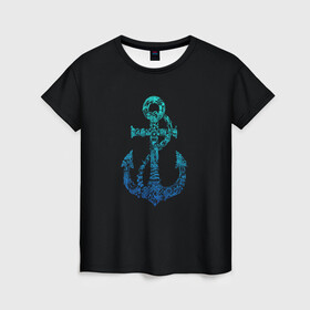 Женская футболка 3D с принтом Navy. Anchor в Екатеринбурге, 100% полиэфир ( синтетическое хлопкоподобное полотно) | прямой крой, круглый вырез горловины, длина до линии бедер | anchor | fish | gradient | marine | mermaid | navy | ocean | octopus | sailor | sea | shark | ship | skull | treasure | whale | акула | градиент | кит | корабль | море | морской | моряк | океан | осьминог | русалка | рыба | сокровище | 