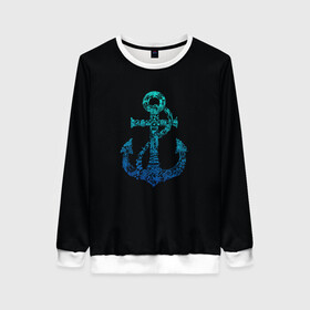 Женский свитшот 3D с принтом Navy. Anchor в Екатеринбурге, 100% полиэстер с мягким внутренним слоем | круглый вырез горловины, мягкая резинка на манжетах и поясе, свободная посадка по фигуре | anchor | fish | gradient | marine | mermaid | navy | ocean | octopus | sailor | sea | shark | ship | skull | treasure | whale | акула | градиент | кит | корабль | море | морской | моряк | океан | осьминог | русалка | рыба | сокровище | 