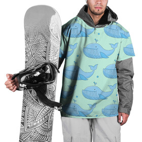 Накидка на куртку 3D с принтом Киты в Екатеринбурге, 100% полиэстер |  | Тематика изображения на принте: whale | кит | киты | море | океан | паттерн