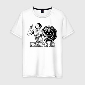 Мужская футболка хлопок с принтом Неймар Дж фирменный жест в Екатеринбурге, 100% хлопок | прямой крой, круглый вырез горловины, длина до линии бедер, слегка спущенное плечо. | Тематика изображения на принте: brazil | champions | fifa | junior | neymar | neymar jr | paris saint germain | psg | uefa | бразилия | джуниор | младший | наймар | неймар | пари сен жермен | петух | псж | сборная бразилии | уефа | фифа | футбик | футбол 