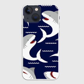 Чехол для iPhone 13 mini с принтом Акулы в Екатеринбурге,  |  | shark | акула | акуленок | акулы | жители | клыки | море | морские | океан | рыба | черные