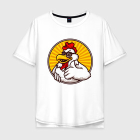 Мужская футболка хлопок Oversize с принтом Курито в Екатеринбурге, 100% хлопок | свободный крой, круглый ворот, “спинка” длиннее передней части | животные | курица | куры | птицы | цыпленок