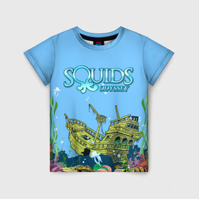 Детская футболка 3D с принтом Squids odyssey в Екатеринбурге, 100% гипоаллергенный полиэфир | прямой крой, круглый вырез горловины, длина до линии бедер, чуть спущенное плечо, ткань немного тянется | ocean | sea | ship | summer | волны | океан | парусник