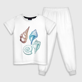 Детская пижама хлопок с принтом Sea House в Екатеринбурге, 100% хлопок |  брюки и футболка прямого кроя, без карманов, на брюках мягкая резинка на поясе и по низу штанин
 | ocean | sea | shell | волны | океан | ракушки