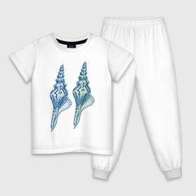 Детская пижама хлопок с принтом Sea House II в Екатеринбурге, 100% хлопок |  брюки и футболка прямого кроя, без карманов, на брюках мягкая резинка на поясе и по низу штанин
 | ocean | sea | shell | волны | океан | ракушки