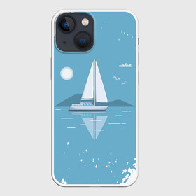 Чехол для iPhone 13 mini с принтом ОДИНОКИЙ ПАРУСНИК | SAILBOAT (Z) в Екатеринбурге,  |  | Тематика изображения на принте: boat | sailboat | ship | ships | бумага | кораблик | кораблики | корабль | красный парус | лодка | лодочка на белом | мореход | одинокая лодка | оригами | парус | парусник | судно | яхта