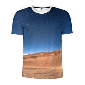 Мужская футболка 3D спортивная с принтом Пустыня в Екатеринбурге, 100% полиэстер с улучшенными характеристиками | приталенный силуэт, круглая горловина, широкие плечи, сужается к линии бедра | Тематика изображения на принте: дюна | дюны | звёзды | небеса | небо | пейзаж | пейзажи | песок | песчаный | пустыни | пустыня