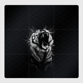Магнитный плакат 3Х3 с принтом Тигр рычит | Tiger realistic в Екатеринбурге, Полимерный материал с магнитным слоем | 9 деталей размером 9*9 см | Тематика изображения на принте: furry | low poly | tiger | восточный тигр | год тигра | голова | кошка | лоу поли | тигр | тигренок | фурри | хищник