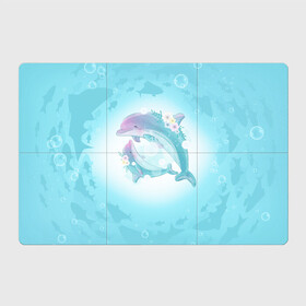 Магнитный плакат 3Х2 с принтом Два дельфина в Екатеринбурге, Полимерный материал с магнитным слоем | 6 деталей размером 9*9 см | cute | dolphin | два дельфина | дельфин | дельфин в море | дельфинами | милый | мир | подводный