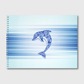 Альбом для рисования с принтом Дельфин в Екатеринбурге, 100% бумага
 | матовая бумага, плотность 200 мг. | cute | dolphin | два дельфина | дельфин | дельфин в море | дельфинами | милый | мир | подводный
