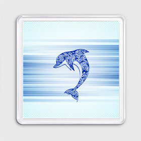 Магнит 55*55 с принтом Дельфин в Екатеринбурге, Пластик | Размер: 65*65 мм; Размер печати: 55*55 мм | cute | dolphin | два дельфина | дельфин | дельфин в море | дельфинами | милый | мир | подводный