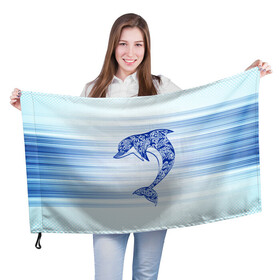 Флаг 3D с принтом Дельфин в Екатеринбурге, 100% полиэстер | плотность ткани — 95 г/м2, размер — 67 х 109 см. Принт наносится с одной стороны | cute | dolphin | два дельфина | дельфин | дельфин в море | дельфинами | милый | мир | подводный