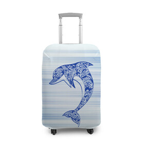Чехол для чемодана 3D с принтом Дельфин в Екатеринбурге, 86% полиэфир, 14% спандекс | двустороннее нанесение принта, прорези для ручек и колес | cute | dolphin | два дельфина | дельфин | дельфин в море | дельфинами | милый | мир | подводный