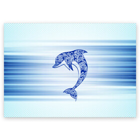 Поздравительная открытка с принтом Дельфин в Екатеринбурге, 100% бумага | плотность бумаги 280 г/м2, матовая, на обратной стороне линовка и место для марки
 | cute | dolphin | два дельфина | дельфин | дельфин в море | дельфинами | милый | мир | подводный
