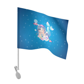Флаг для автомобиля с принтом Русалочка в Екатеринбурге, 100% полиэстер | Размер: 30*21 см | mermaid | море | морская | моряк | пузыри | русалка | русалочка | рыбак | рыбки | тельняшка | якори | якорь
