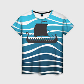 Женская футболка 3D с принтом Корабль в Екатеринбурге, 100% полиэфир ( синтетическое хлопкоподобное полотно) | прямой крой, круглый вырез горловины, длина до линии бедер | sailboat | кораблик | корабль | лодка | парус | паруса | парусная лодка | тату | татуировка | черные