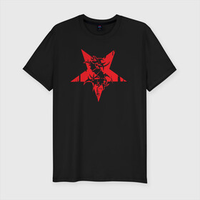 Мужская футболка хлопок Slim с принтом Sepultura: star в Екатеринбурге, 92% хлопок, 8% лайкра | приталенный силуэт, круглый вырез ворота, длина до линии бедра, короткий рукав | black | brazil | death | metall | rock | sepultura