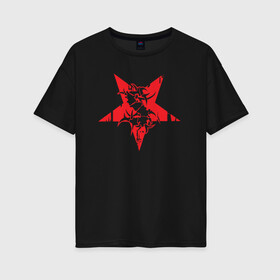 Женская футболка хлопок Oversize с принтом Sepultura: star в Екатеринбурге, 100% хлопок | свободный крой, круглый ворот, спущенный рукав, длина до линии бедер
 | black | brazil | death | metall | rock | sepultura