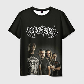 Мужская футболка 3D с принтом Sepultura в Екатеринбурге, 100% полиэфир | прямой крой, круглый вырез горловины, длина до линии бедер | Тематика изображения на принте: black | brazil | death | metall | rock | sepultura