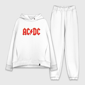 Женский костюм хлопок Oversize с принтом AC DC в Екатеринбурге,  |  | ac | ac dc | ac|dc | angus young | dc. logo | hard | rock | ангус янг | логотип