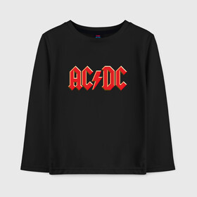 Детский лонгслив хлопок с принтом AC/DC в Екатеринбурге, 100% хлопок | круглый вырез горловины, полуприлегающий силуэт, длина до линии бедер | ac | ac dc | ac|dc | angus young | dc. logo | hard | rock | ангус янг | логотип