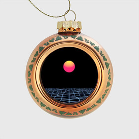 Стеклянный ёлочный шар с принтом Цифровой восход в Екатеринбурге, Стекло | Диаметр: 80 мм | cyberpunk | игры | киберпанк | путешествие | утопия