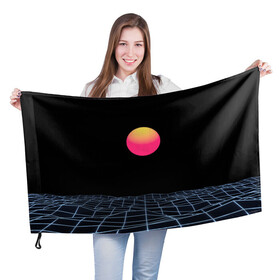Флаг 3D с принтом Цифровой восход в Екатеринбурге, 100% полиэстер | плотность ткани — 95 г/м2, размер — 67 х 109 см. Принт наносится с одной стороны | cyberpunk | игры | киберпанк | путешествие | утопия