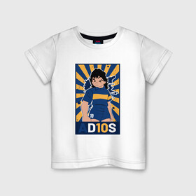 Детская футболка хлопок с принтом Maradona - Adios в Екатеринбурге, 100% хлопок | круглый вырез горловины, полуприлегающий силуэт, длина до линии бедер | argentina | maradona | messi | sport | аргентина | гол | диего | марадона | месси | мяч | рука бога | спорт | футбол | чемпион