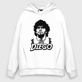 Мужское худи Oversize хлопок с принтом Dios Diego в Екатеринбурге, френч-терри — 70% хлопок, 30% полиэстер. Мягкий теплый начес внутри —100% хлопок | боковые карманы, эластичные манжеты и нижняя кромка, капюшон на магнитной кнопке | argentina | maradona | messi | sport | аргентина | гол | диего | марадона | месси | мяч | рука бога | спорт | футбол | чемпион