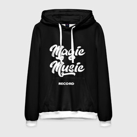 Мужская толстовка 3D с принтом Magic Music Record White on Black в Екатеринбурге, 100% полиэстер | двухслойный капюшон со шнурком для регулировки, мягкие манжеты на рукавах и по низу толстовки, спереди карман-кенгуру с мягким внутренним слоем. | magic | music | record | white on black | белая | белый на черном | знаменитость | музыкант